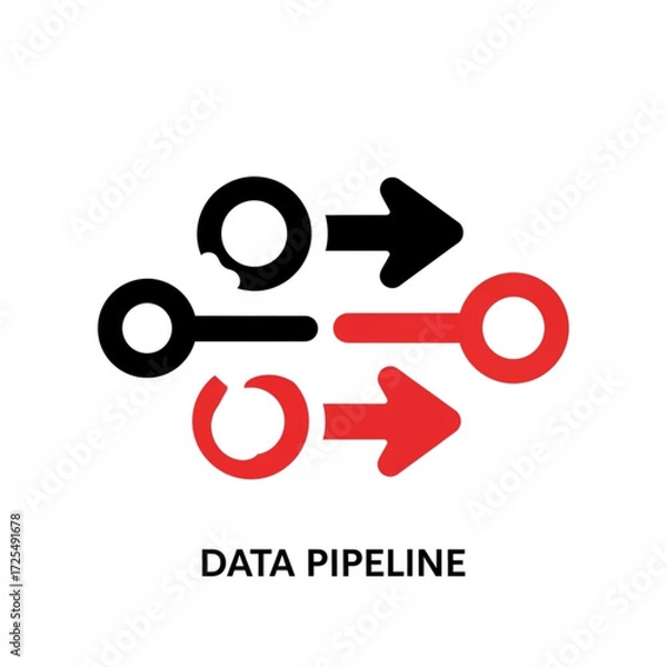 Fototapeta Dynamic silhouette of interconnected arrows symbolizing data flow and integration, a powerful visual for digital transformation and process optimization