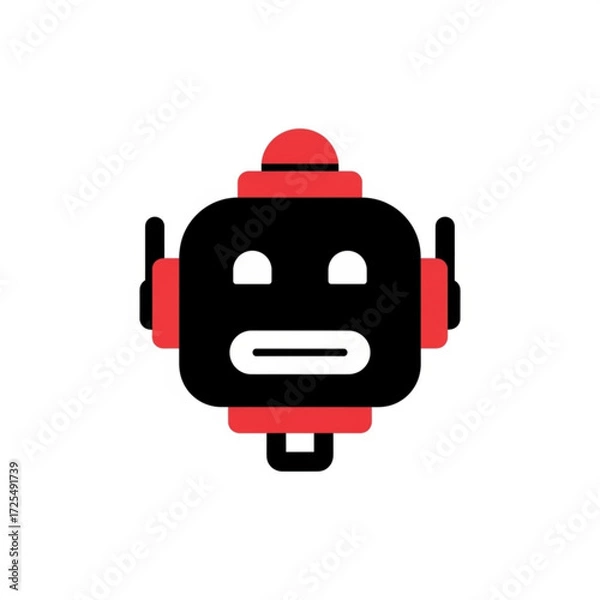 Fototapeta Friendly robot head silhouette conveys modern technology and artificial intelligence concepts with a clean, simple design
