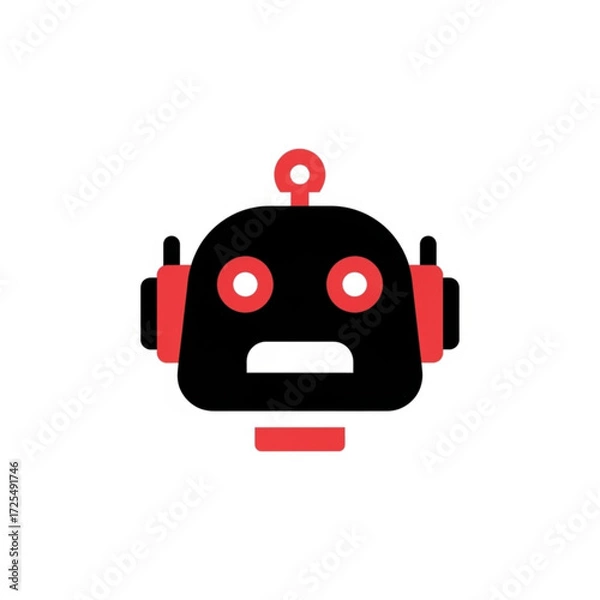 Fototapeta Expressive robot head silhouette conveys curiosity and readiness for innovation, perfect for tech concepts and future forward designs.