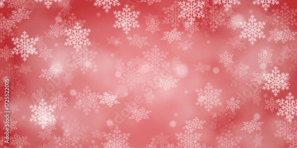 Fototapeta Christmas background red pattern with copyspace copy space in winter card snow flakes snowflakes wallpaper panorama