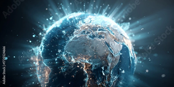 Fototapeta Digital Globe with Network Connections and Data Points