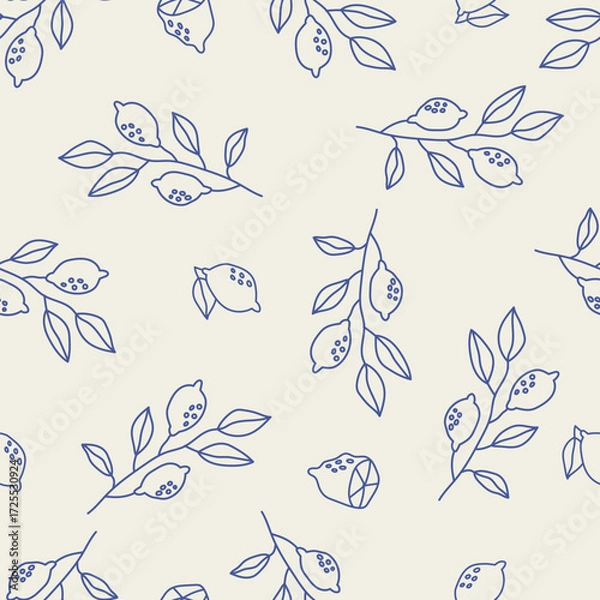 Obraz Mediterranean seamless pattern with lemons