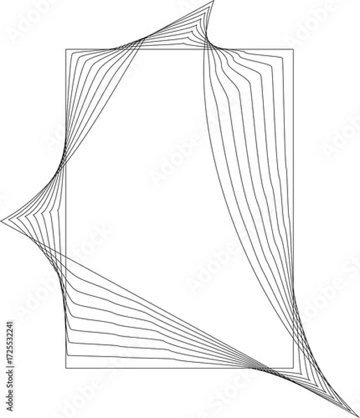 Fototapeta Rectangle frame emblem dynamic line blending. Technology creative