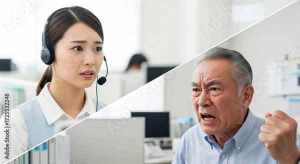 Fototapeta カスハラ（カスタマーハラスメント）・コールセンター