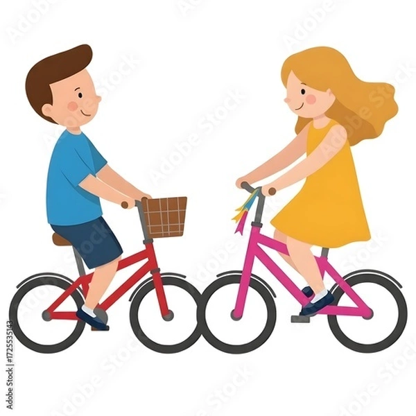 Obraz children with bicycle