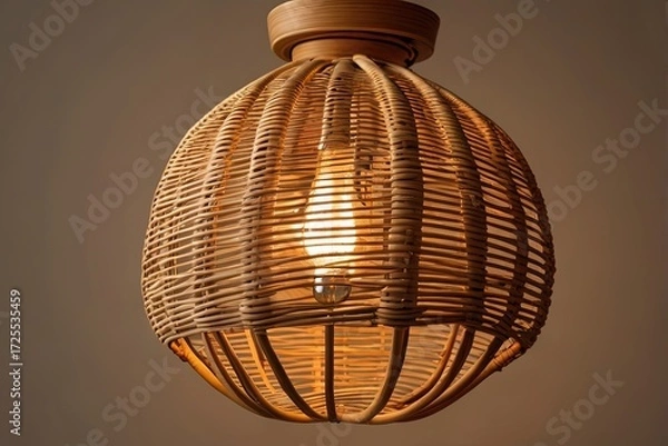 Fototapeta Wicker shade lamp or Rattan Ceiling lamp