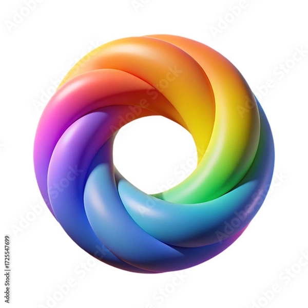 Fototapeta 3d icon of colorful abstract torus knot isolated on transparent background