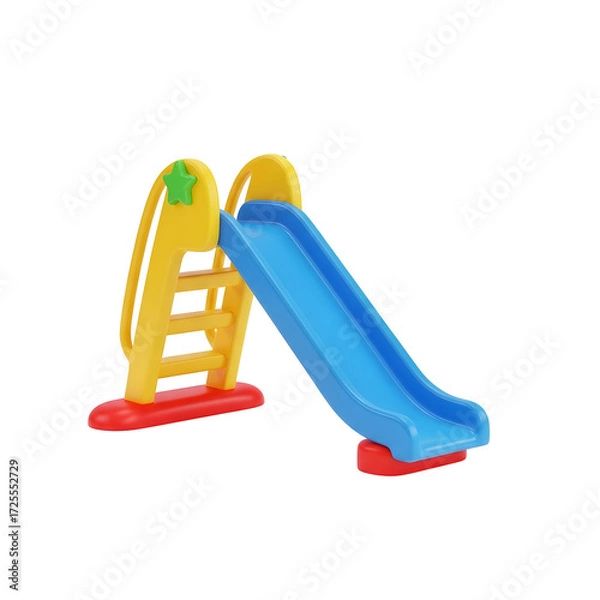 Fototapeta Colorful plastic children's playground slide, a 3D illustration isolated on a transparent background.