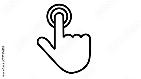Fototapeta Hand clicking button icon User interface element Simple line art design Vector illustration Isolated on white background