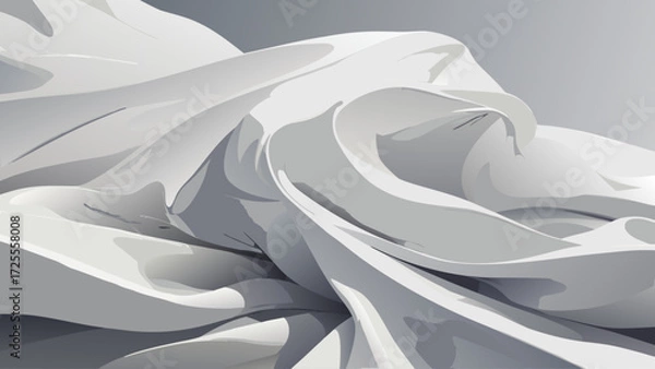 Obraz Abstract white fabric flowing with smooth curves and shadows