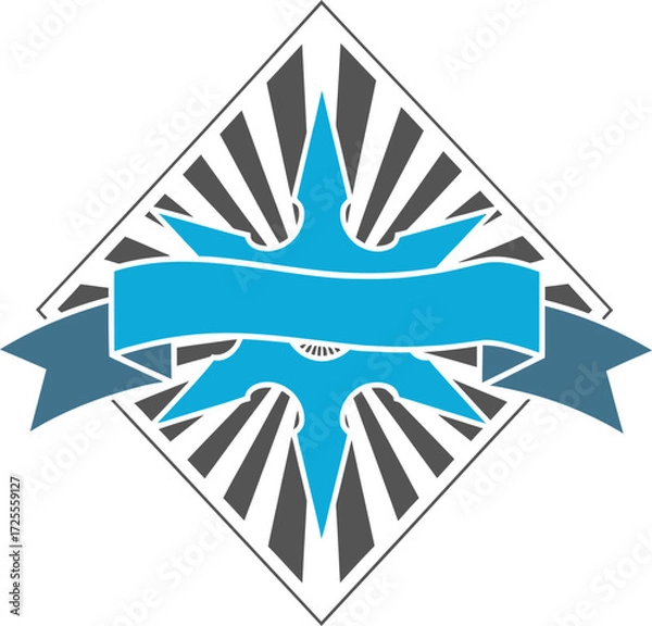 Fototapeta Diamond Emblem with Banner and Rays Design.