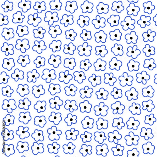 Fototapeta Seamless flower pattern. Geometric stylized flowers in groovy naive style.