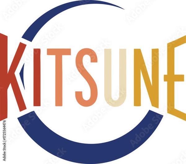 Fototapeta Kitsune logo with colorful text and circular design.