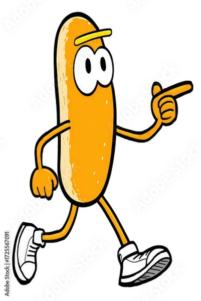 Fototapeta Animated Bread Roll Character Walking