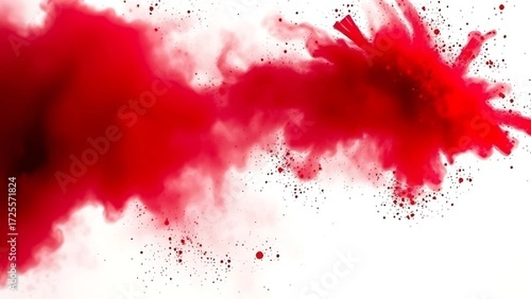 Fototapeta Vibrant red powder suspended in mid-air, capturing the dynamic energy of festive celebrations.