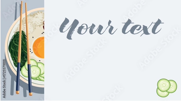 Obraz A striking vector banner for Asian cuisine promotion. It features a delicious vector illustration of a classic dish on one side and dedicated space for your custom text on the other. 