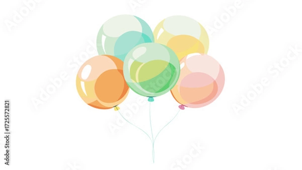 Obraz Bunch of colorful transparent balloons floating on white background