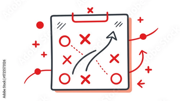 Obraz Hand drawn soccer tactics board with xs os and arrows
