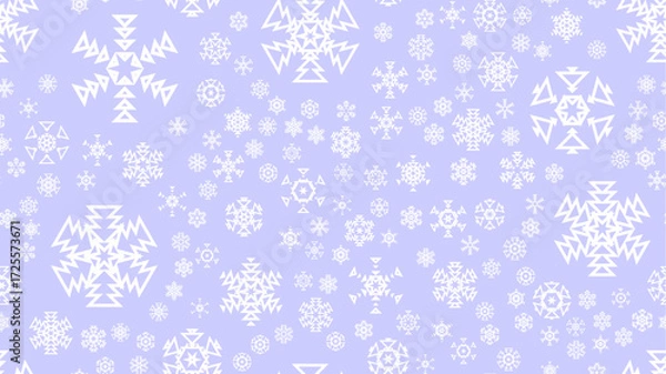 Fototapeta Christmas background or card with geometric snowflakes falling for invitation or xmas holiday greetings