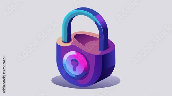 Obraz Modern isometric padlock illustration with vibrant colors
