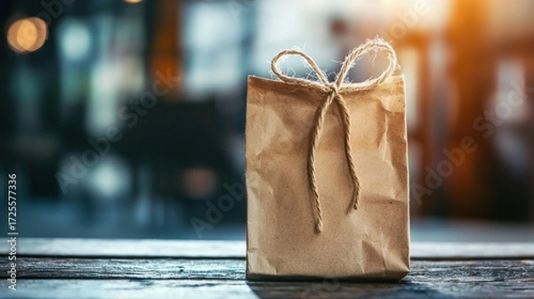 Fototapeta Brown paper bag gift
