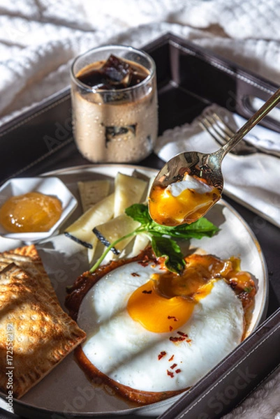 Obraz breakfast fried eggs with chess