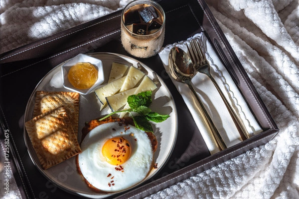 Obraz breakfast fried eggs with chess