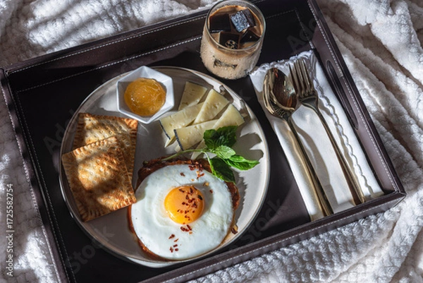 Obraz breakfast fried eggs with chess