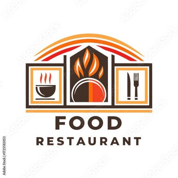 Obraz fire home restaurant logo design