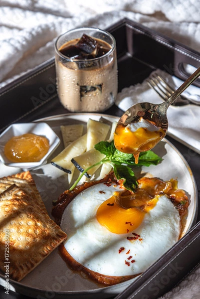 Obraz breakfast fried eggs with chess