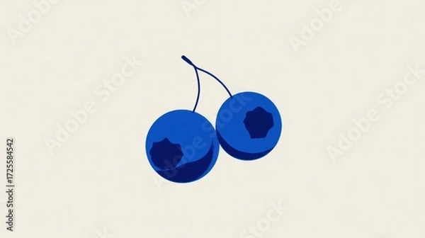 Obraz Two stylized blueberries, deep blue, on light background
