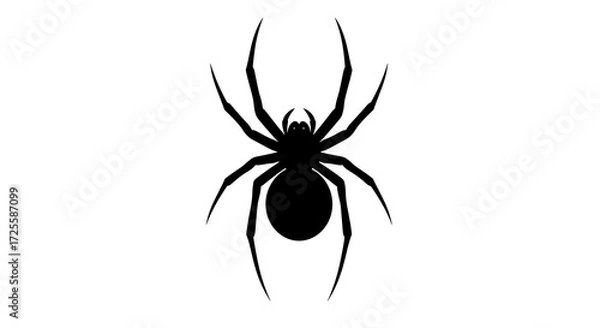 Fototapeta Black silhouette of a spider on a white background