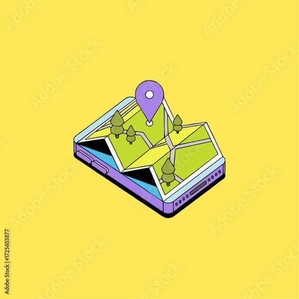 Fototapeta Navigate nature's beauty using your phone's map app, find outdoor adventures, and discover new trails with ease, perfect for travel and exploration