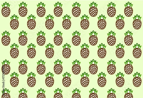 Obraz Green vector seamless pattern with linear pineapples  