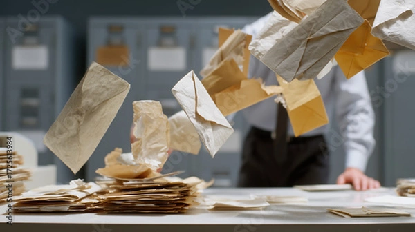 Fototapeta Papers falling showing dynamic filing and document motion