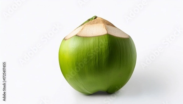 Fototapeta realistic fresh green coconut isolated on white background generative ai