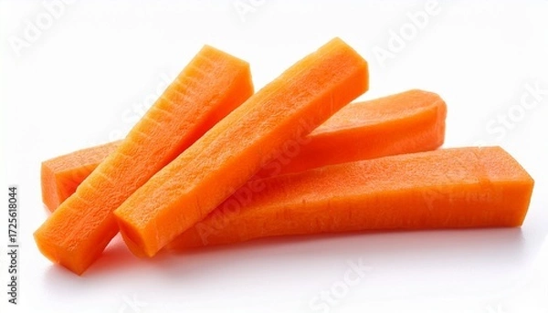 Fototapeta fresh carrot sticks on white background