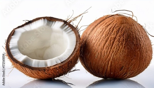Fototapeta two coconuts isolated on white background