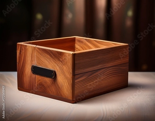 Fototapeta elegant wooden box with a rich texture perfect for storage or as a decorative piece in any home