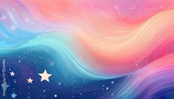 Fototapeta presidentsr day concept colorful wavy gradient background with stars blending soft hues of blue pink and peach for a calming and artistic effect