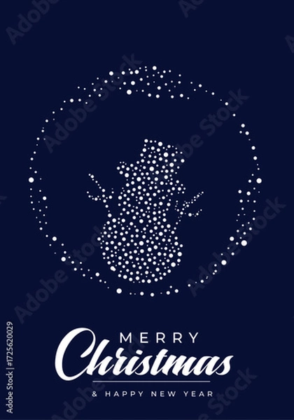 Obraz Elegant Christmas card design featuring a glowing dot silhouette of a baby inside a circular dotted frame, set against a navy background. Includes festive text and a modern, celebratory vibe.