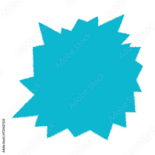 Fototapeta Blue frame in form of multi-angle geometric shape with fringed edges and copy space isolated on transparent background.