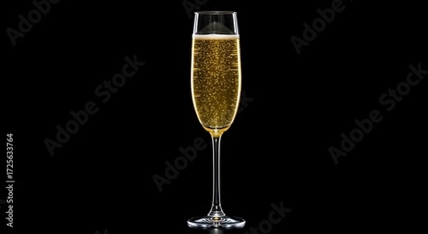 Obraz An isolated, luxurious champagne glass with bubbles, emphasizing a festive mood.