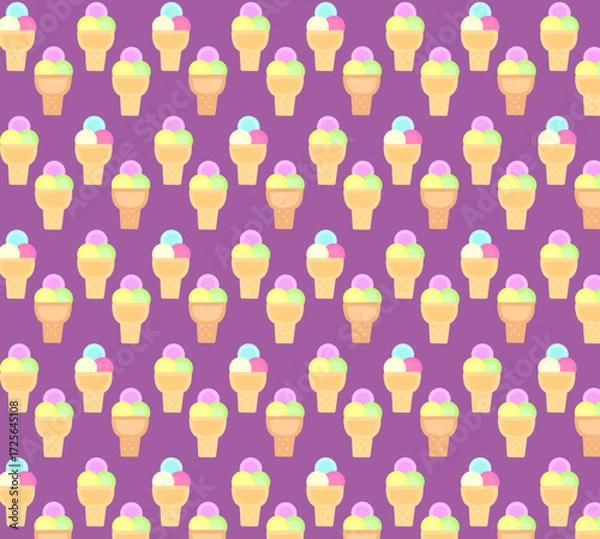 Obraz Vector seamless pattern with ice cream in purple background svg
