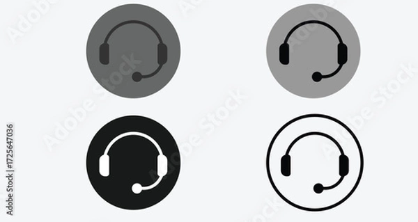 Fototapeta Customer service icon. Contact support agent button. Support headset icon vector.