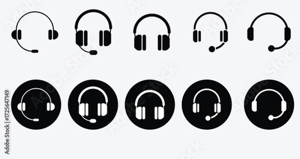 Fototapeta Customer service icon. Contact support agent button. Support headset icon vector.