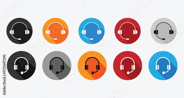 Fototapeta Customer service icon. Contact support agent button. Support headset icon vector.