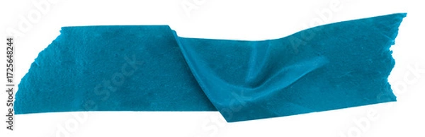 Fototapeta A piece of crumpled insulating tape on a white background. Blue insulating electrical tape.
