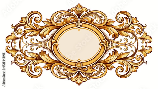 Fototapeta Classic ornamental label frames vector, vintage decorative border illustration, elegant swirl curls, royal luxury design elements, intricate filigree labels, stylish corner flourishes, isolated on 