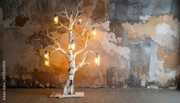 Obraz Birch tree lamp decor